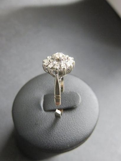 Bague marguerite or gris 750 millièmes composée...