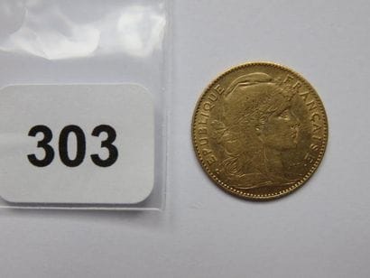 Monnaie or - 10 Francs Coq 1900 (main- ancre)...