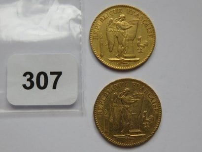 Monnaies or - Lot de 2 x 20 Francs Génie...