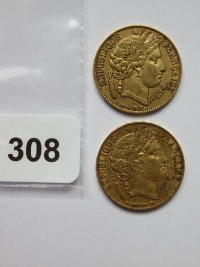 Monnaies or - Lot de 2 x 20 Francs Céres...