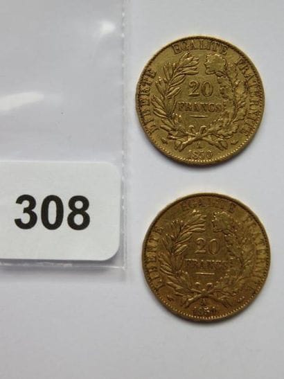 Monnaies or - Lot de 2 x 20 Francs Céres...