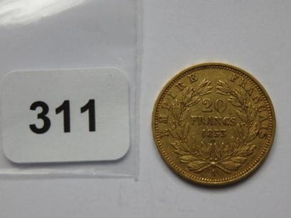Monnaie or - 20 Francs Napoléon III, tête...