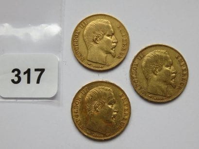 Monnaies or - Lot de 3 x 20 Francs Napoléon...