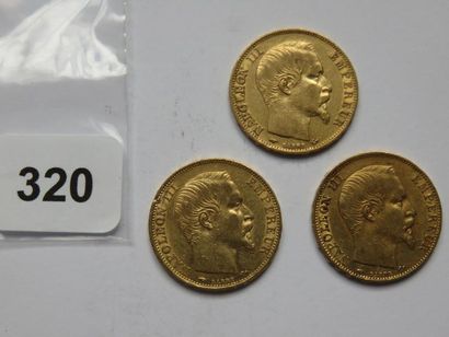 Monnaies or - Lot de 3 x 20 Francs Napoléon...