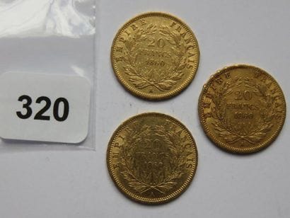 Monnaies or - Lot de 3 x 20 Francs Napoléon...