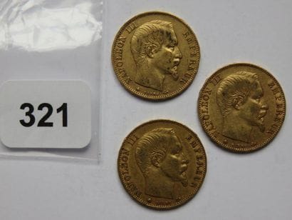Monnaies or - Lot de 3 x 20 Francs Napoléon...