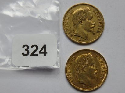 Monnaies or - Lot de 2 x 20 Francs Napoléon...