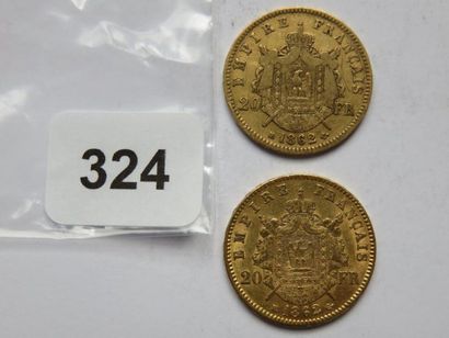 Monnaies or - Lot de 2 x 20 Francs Napoléon...
