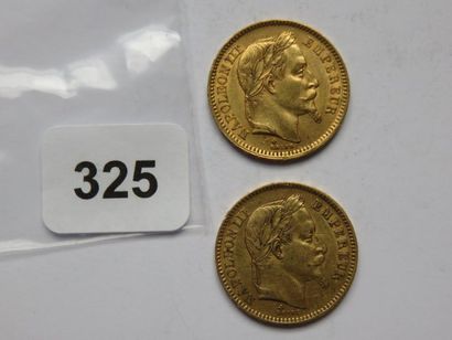 Monnaies or - Lot de 2 x 20 Francs Napoléon...