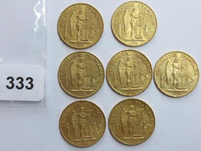 Monnaies or - Lot de 7 x 20 Francs Génie...
