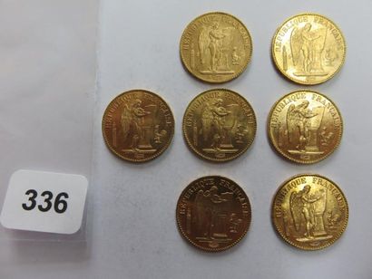 Monnaies or - Lot de 7 x 20 Francs Génie...