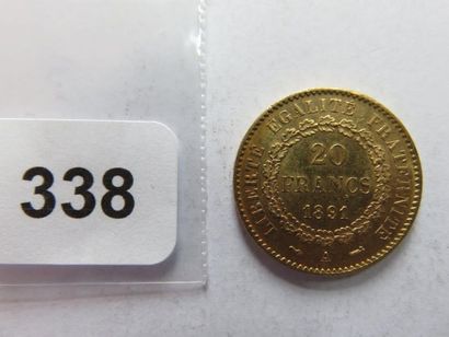 Monnaie or - 20 Francs Génie 1891 A TTB+...