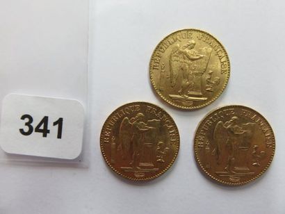 Monnaies or - Lot de 3 x 20 Francs Génie...