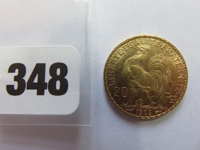 Monnaie or - 20 Francs Coq 1905 TTB
