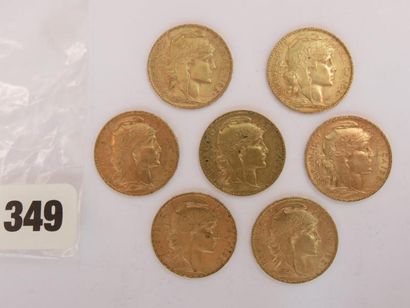 Monnaies or - Lot de 7 x 20 Francs Coq 1906...