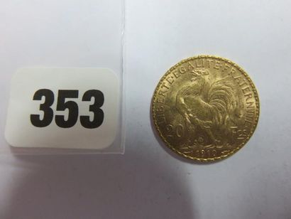 Monnaie or - 20 Francs Coq 1910 TTB à +