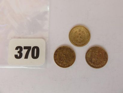 Monnaies or - Mexique - Lot de 3 x 2 Pesos...