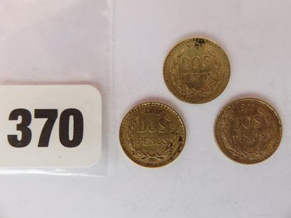 Monnaies or - Mexique - Lot de 3 x 2 Pesos...