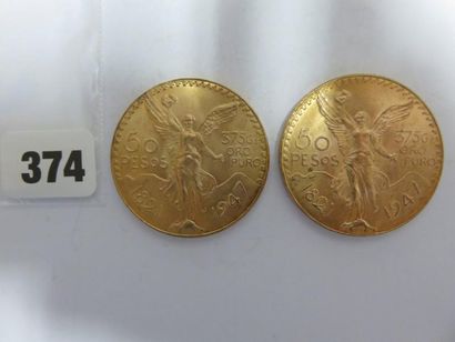 Monnaies or - Mexique - Lot de 2 x 50 Pesos...