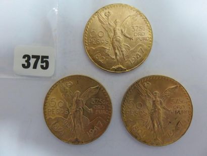 Monnaies or - Mexique - Lot de 3 x 50 Pesos...