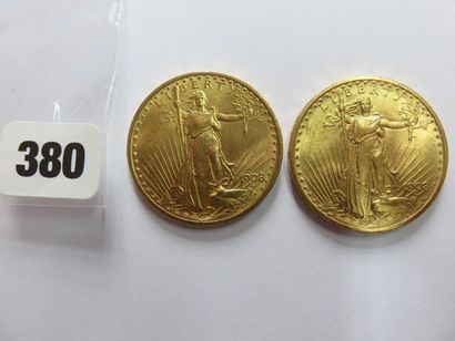 Monnaies or - USA - Lot de 2 x 20 Dollars...