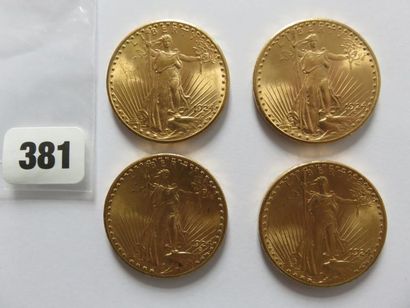 Monnaies or - USA - Lot de 4 x 20 Dollars...