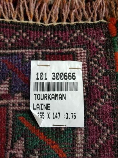 Tapis d'Iran TOURKAMAN en laine points noués...