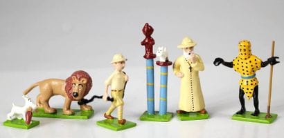 TINTIN - Tintin au Congo. Coffret 6 figurines...