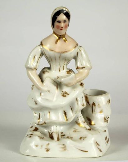 Encrier en porcelaine blanche 