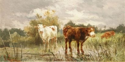 GALIEN-LALOUE Eugène, 1854-1941 Vaches, 1886...