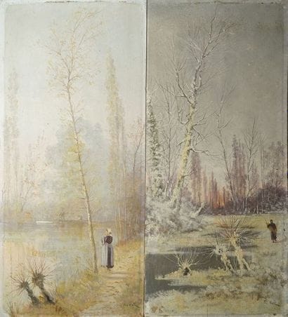 NOEL Pol, XIX-XXe siècle Femme en bord d'étang...