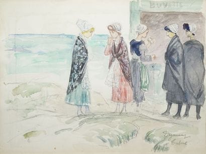 DEZAUNAY Émile Alfred, 1854-1938 La buvette...