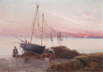 GUILLOU Alfred, 1844-1926 Retour de pêche...