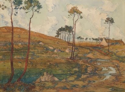 GUÉRIN Ernest, 1887-1952 Landes aux pins...