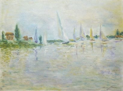 BURON Henri, 1880-1969 Rivage aux voiliers...
