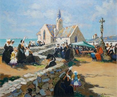 JEANNEAU Fernand, 1884-1966 Pardon vers Pont-L'Abbé,...
