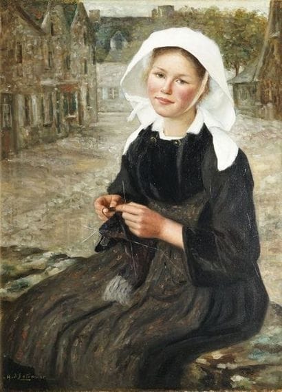 D'ESTIENNE Henry, 1872-1949 Tricoteuse bretonne...