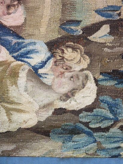 AUBUSSON Tapisserie Amusement, jeune fille...
