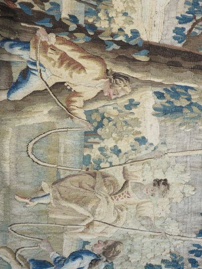 AUBUSSON Tapisserie Amusement, jeune fille...