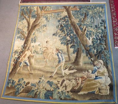 AUBUSSON Tapisserie Amusement, jeune fille...