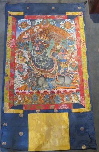 TIBET Tanka, détrempe sur toile, Yamantaka...