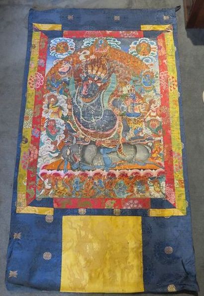 TIBET Tanka, détrempe sur toile, Yamantaka...