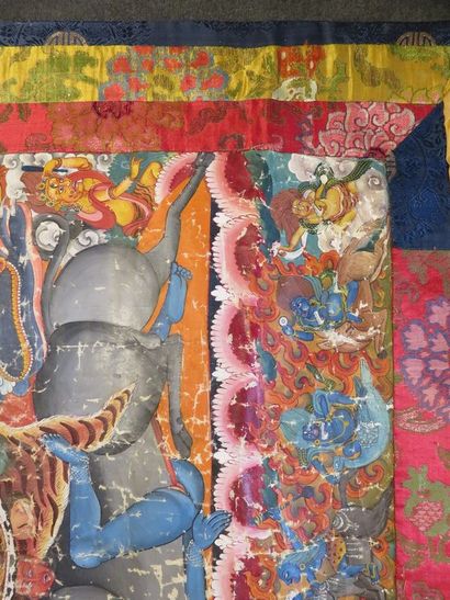 TIBET Tanka, détrempe sur toile, Yamantaka...