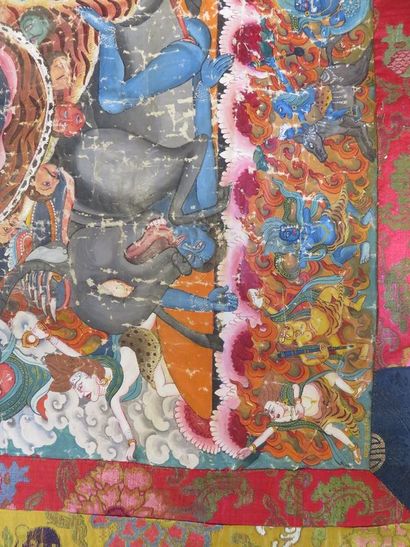 TIBET Tanka, détrempe sur toile, Yamantaka...