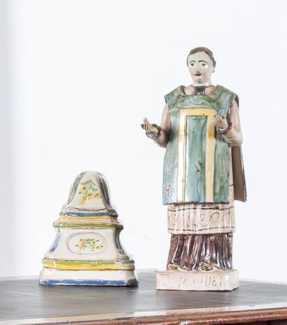 Saint Maudet Statuette en faïence émaillée...