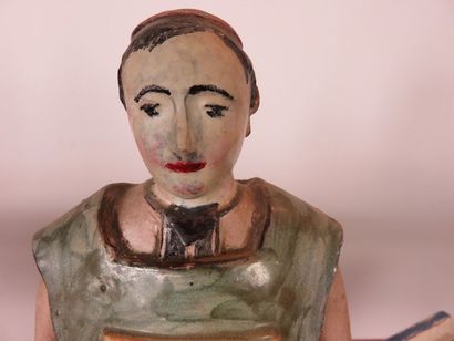 Saint Maudet Statuette en faïence émaillée...