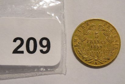 Monnaie or - 5 Francs Napoléon III, tête...