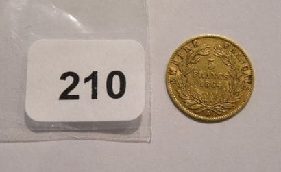 Monnaie or - 5 Francs Napoléon III, tête...