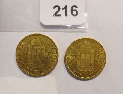 Monnaies or - Hongrie - Lot de 2 x 8 Forint...