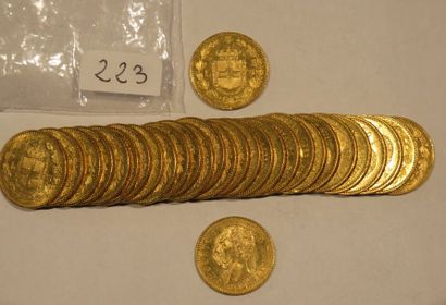 Monnaies or - Italie - Lot de 30 x 20 Lire...